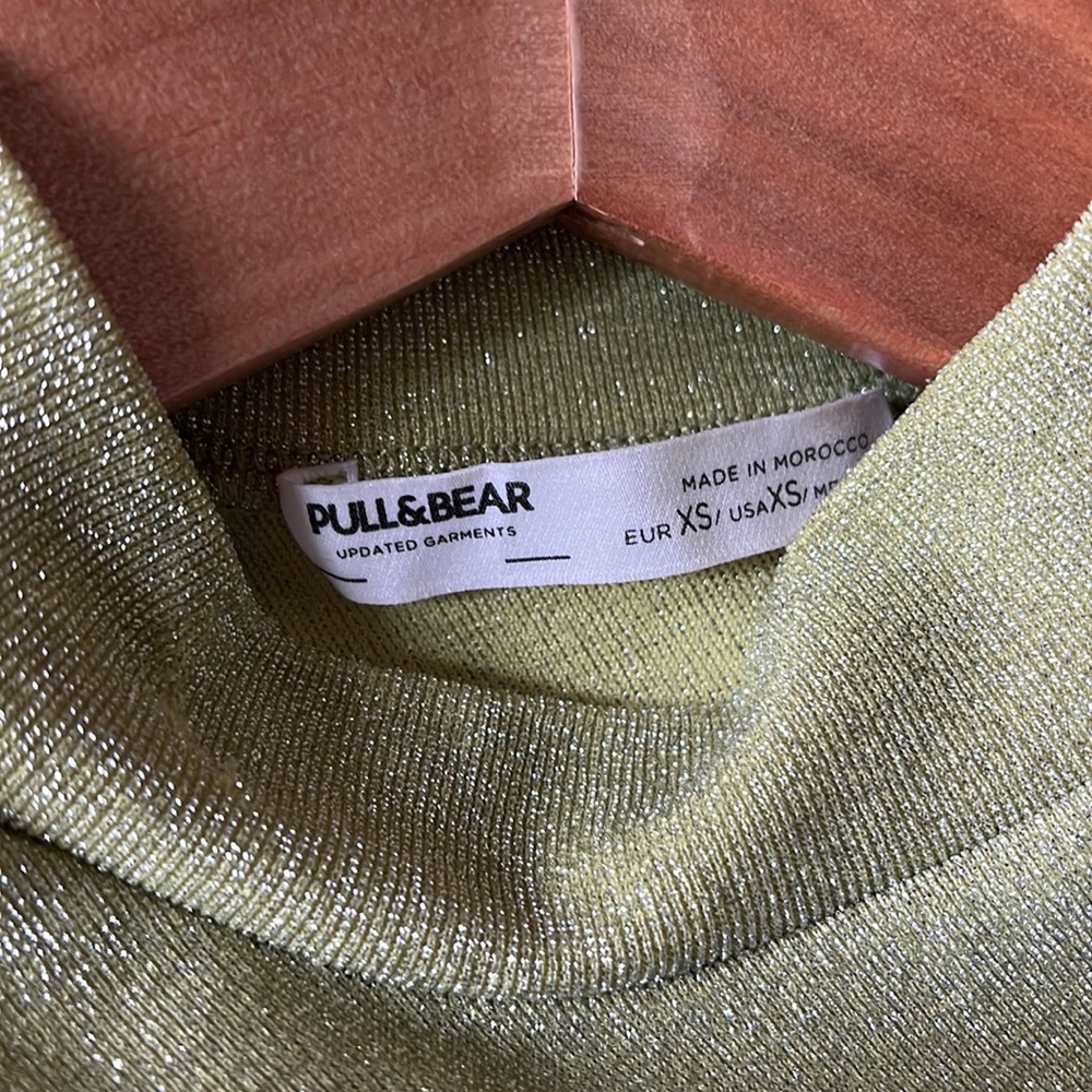 Pull&Bear one sleeve lime green shimmery dress - Picture 4 of 8